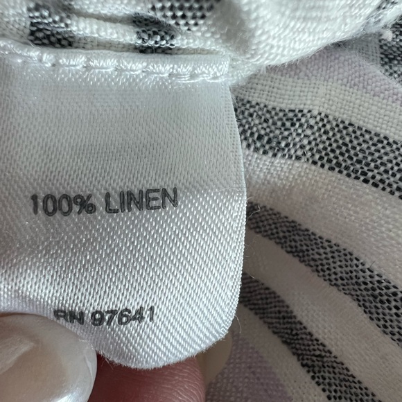 J.Jill Love Linen Striped Long Sleeve Boxy Blouse White Blue Lilac Size XL - Picture 7 of 9